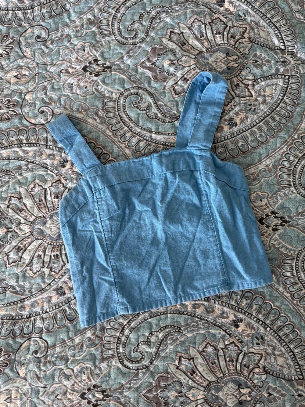 Abercrombie & Fitch Chambray Blue Square-Neck Crop Top
